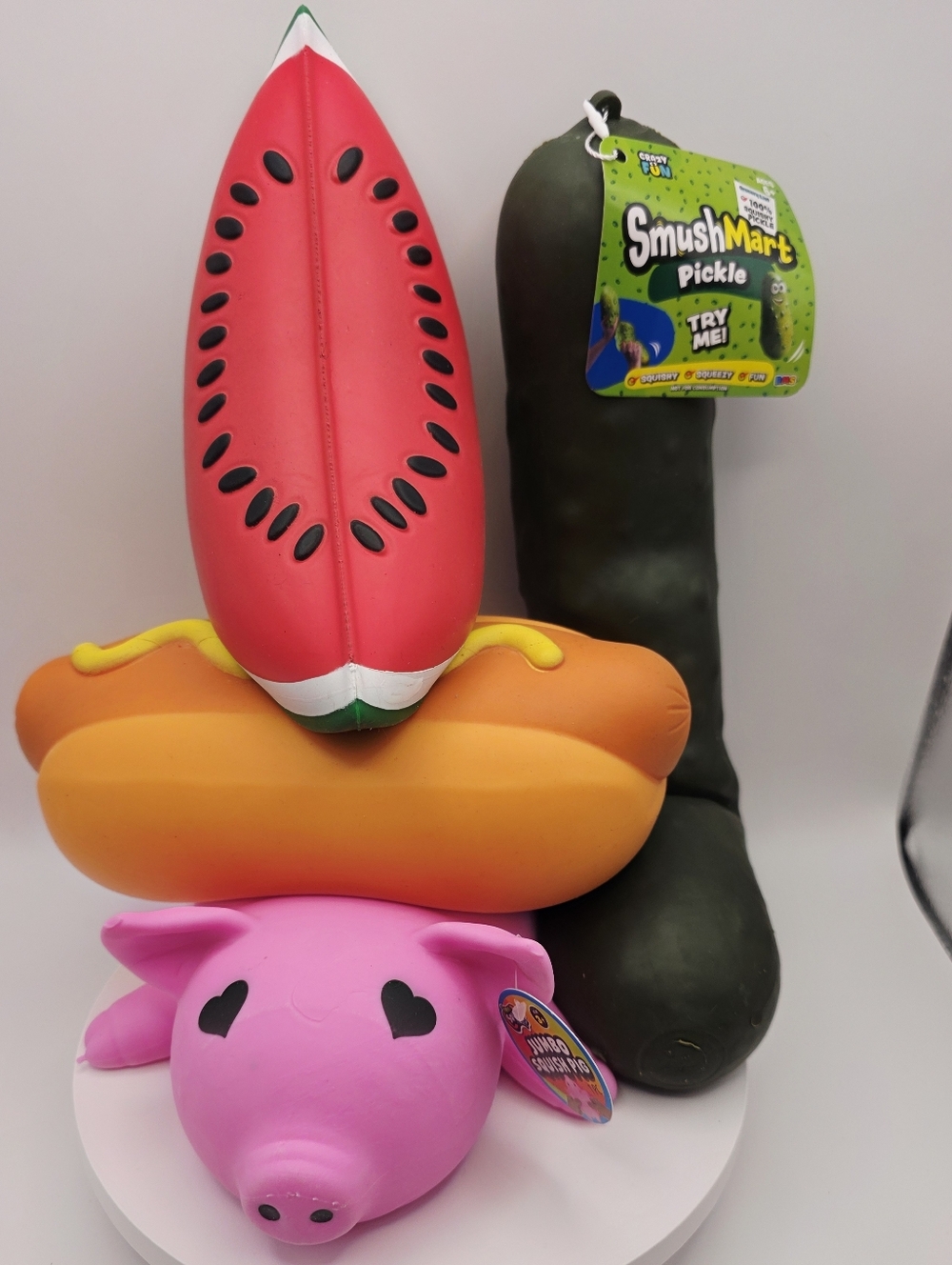 New Viral Perfect BBQ Squishy Combo SET- PIGGY, HOTDOG, PICKLE & WATERMELON